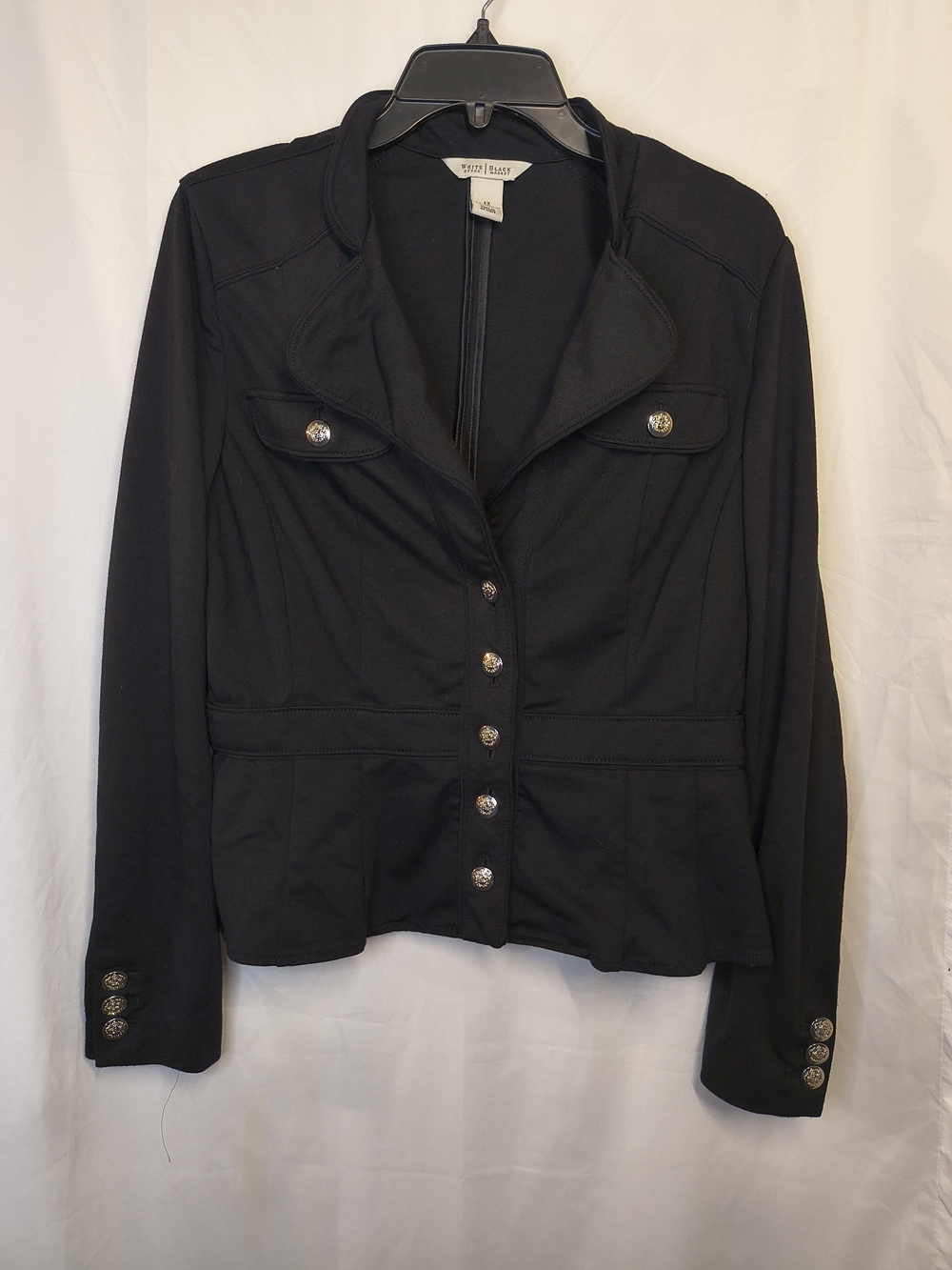 White House Black Market Black Military-Style Peplum Blazer